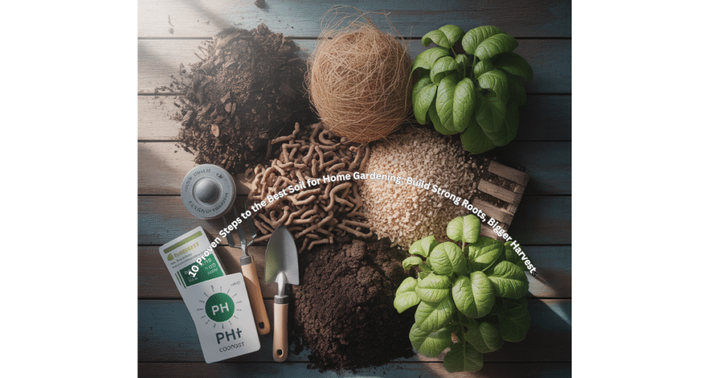 best soil for home gardening ingredients with compost coco coir perlite and pH test kit