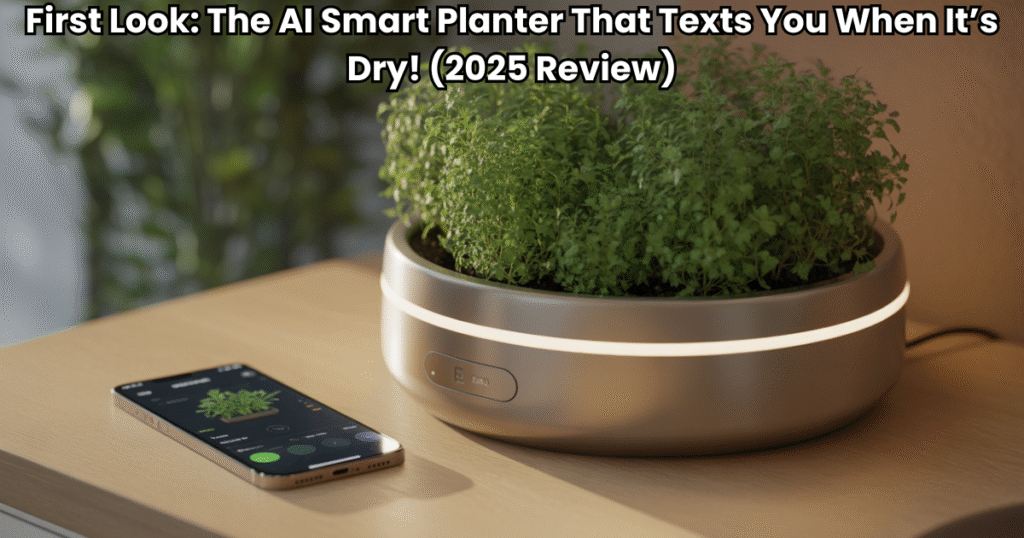 AI smart planter review 2025 — intelligent self-watering planter with LED sensor and smartphone app.
