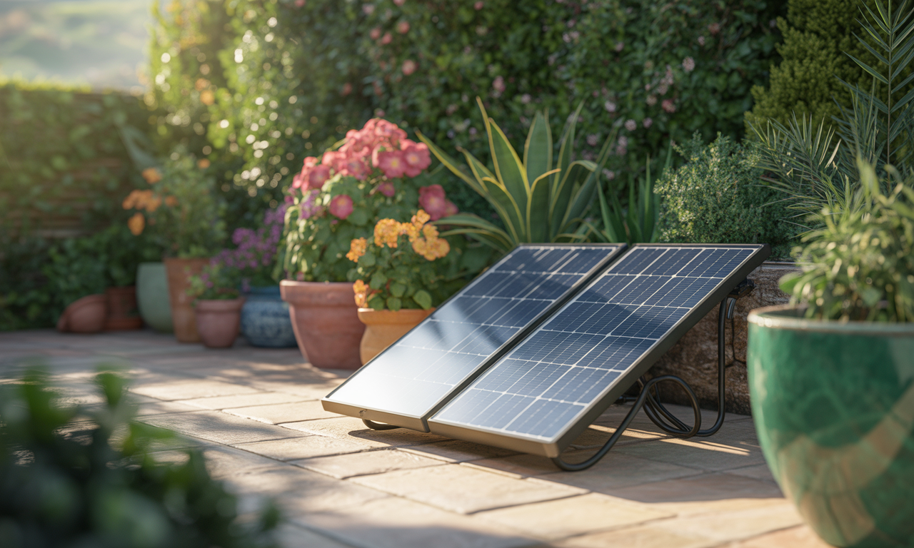 Solar-powered garden watering system keeping plants hydrated sustainably