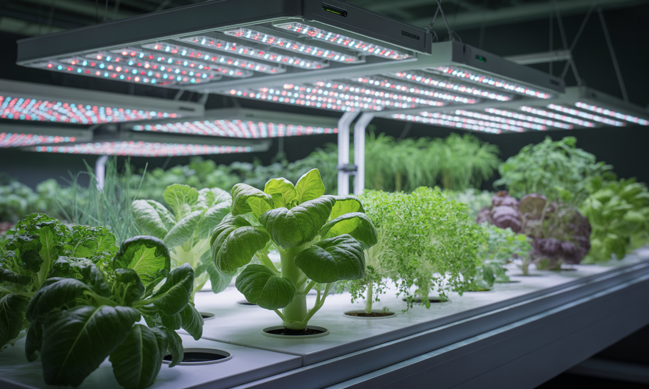 hydroponic system using budget LED grow lights