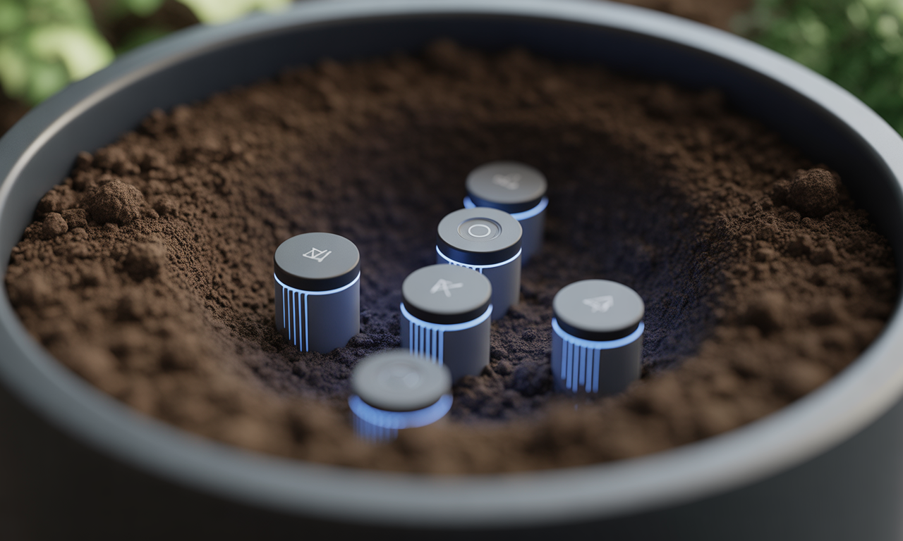 AI smart planter moisture sensor close-up

