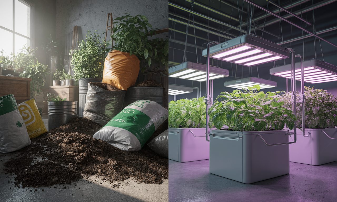 closed-loop indoor gardening system compared to traditional indoor gardening