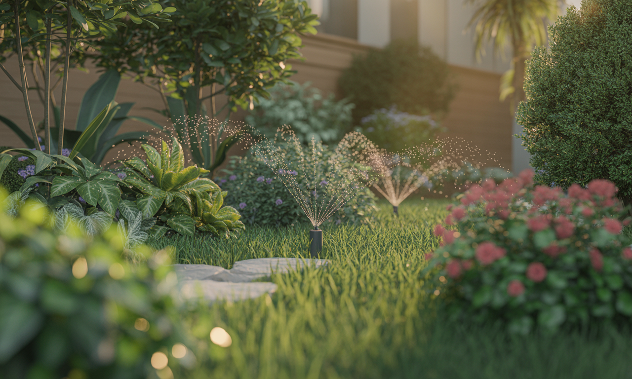 water-saving garden using weather-adaptive smart irrigation system